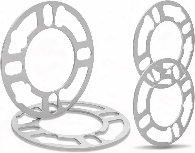 LUJIANI Store 4 Pack Universal Wheel Spacers, 1/9" (3mm) Thick Die Cast Replacement Wheel Spacer for 4 & 5 Lugs Wheels/Rims, Fits 98 to 120mm Multiple Bolts Pattern, 4x100, 4x108, 4x110, 5x114.3, 5x120 - Image 1